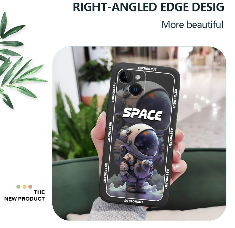 Space Astronaut Phone Case For iPhone 15 14 13 12 11 Plus Pro Max Mini X XR XS SE2020 8 7 6 6S Plus Liquid Silicone Cover