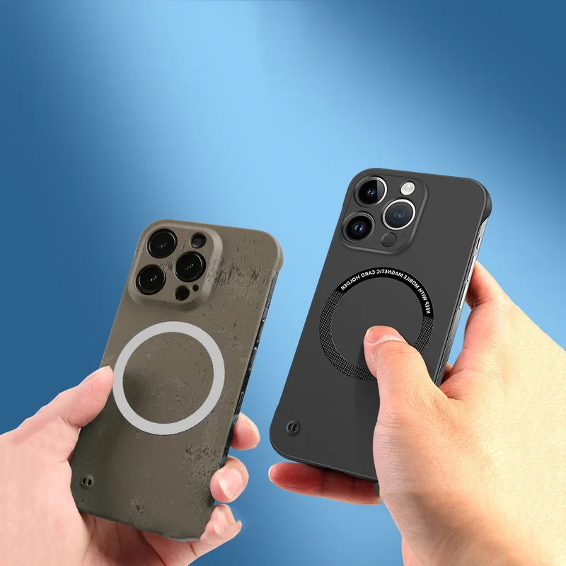 Hard PC Frameless Magnetic Phone Case For iPhone 14 Pro Max 13 12 11 Pro Mini 15 14 Plus Magsafe Matte Thin Cover