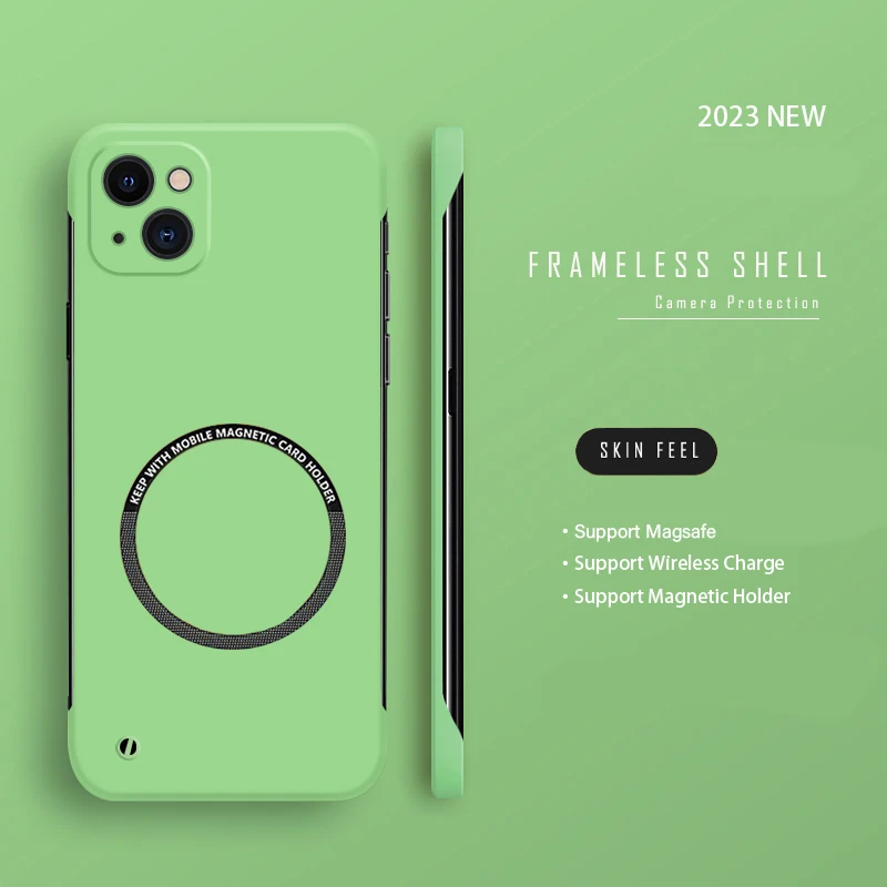 Hard PC Frameless Magnetic Phone Case For iPhone 14 Pro Max 13 12 11 Pro Mini 15 14 Plus Magsafe Matte Thin Cover