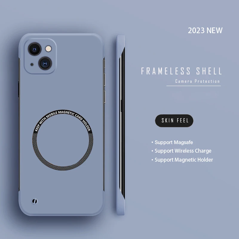 Hard PC Frameless Magnetic Phone Case For iPhone 14 Pro Max 13 12 11 Pro Mini 15 14 Plus Magsafe Matte Thin Cover