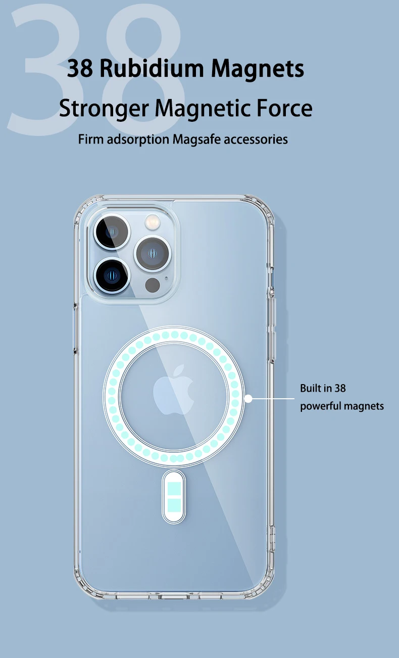 Ultra Clear Magnetic Case for iPhone 14 13 12 11 15 Pro Max Mini XS XR 7 8 Plus SE iPhone Transparent Magnetic Macsafe Cover