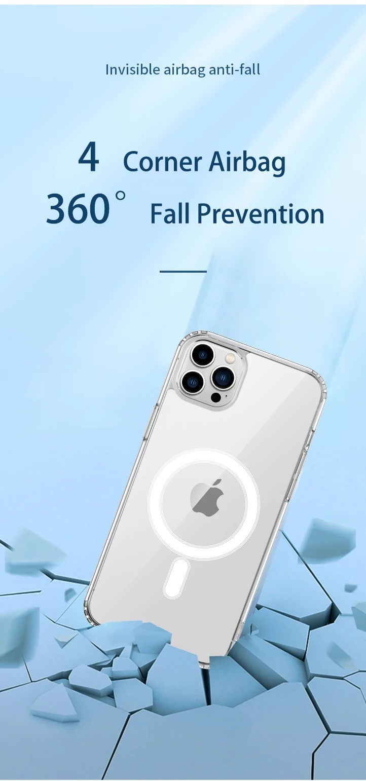 Ultra Clear Magnetic Case for iPhone 14 13 12 11 15 Pro Max Mini XS XR 7 8 Plus SE iPhone Transparent Magnetic Macsafe Cover