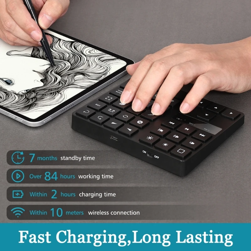 Portable Keypad for Procreate Drawing Keypad for Artists & Professionals Dropship