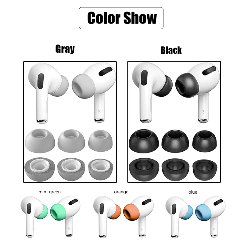 For Apple AirPods Pro 2 Ear Tips Memory Foam Tips Anti Slip Earbuds Ear Cushion Replacement Earphone Ear pads Small Medium Large