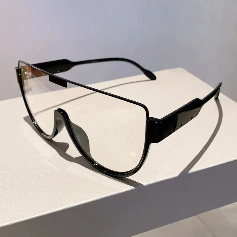 Luxury Brand Designer Half Frame Oversized Sunglasses Women for Men Vintage Fashion Sun Glasses Trendy Punk One Piece Shades