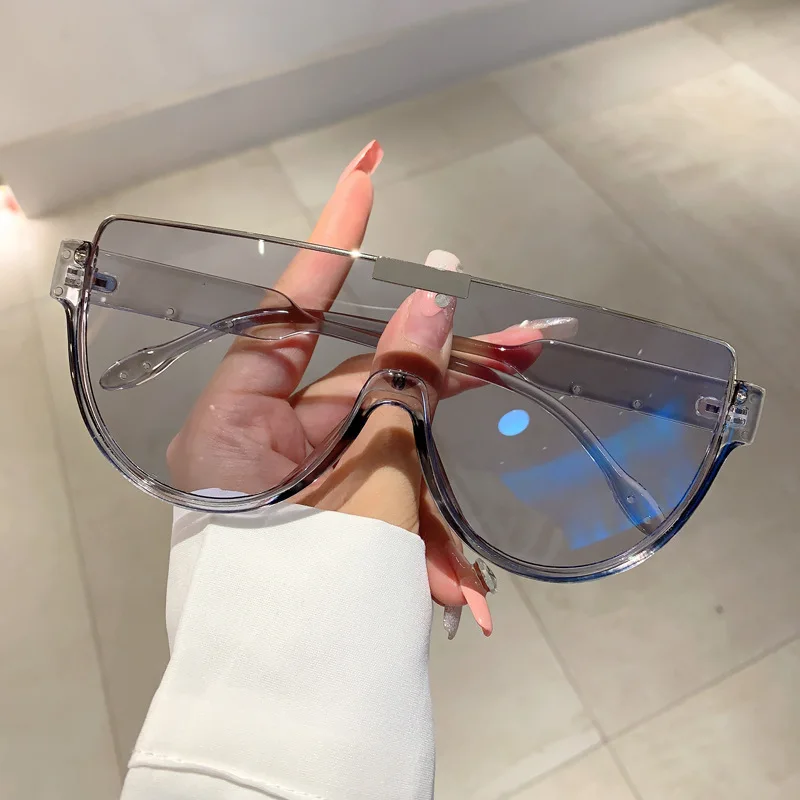 Luxury Brand Designer Half Frame Oversized Sunglasses Women for Men Vintage Fashion Sun Glasses Trendy Punk One Piece Shades