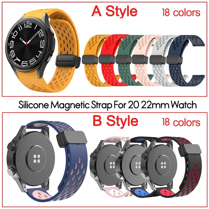 20mm 22mm Hole Silicone Magnetic strap for Samsung Galaxy Watch 6 4 classic bracelet for Samsung Watch 5pro Active2 Gear S3 Band 20mm 22mm Hole Silicone Magnetic strap for Samsung Galaxy Watch 6 4 classic bracelet for Samsung Watch 5pro Active2 Gear S3 Band