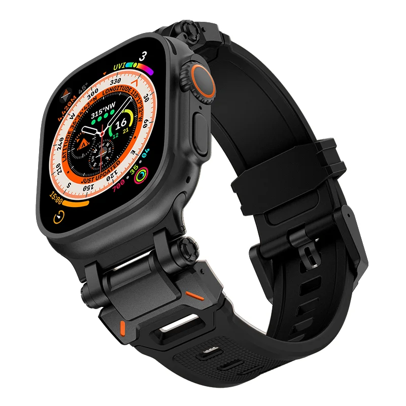 Soft Strap For Apple Watch Ultra 2 1 Band 49mm 45mm 44mm 42mm Luxury Rubber Bracelet For iWatch Series 9 8 7 6 SE 5 Accessories