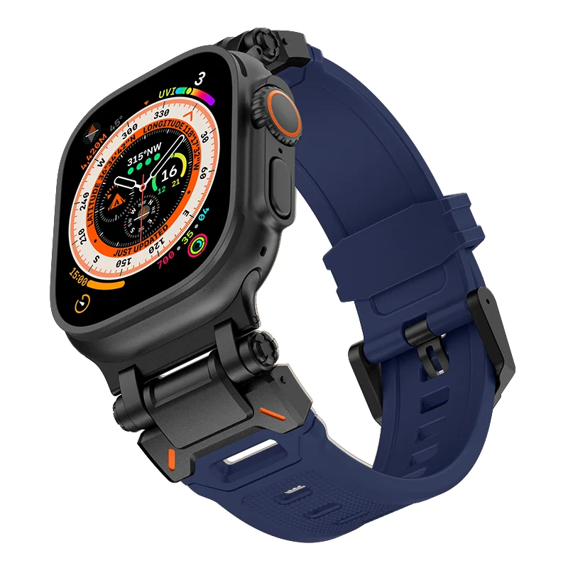 Soft Strap For Apple Watch Ultra 2 1 Band 49mm 45mm 44mm 42mm Luxury Rubber Bracelet For iWatch Series 9 8 7 6 SE 5 Accessories