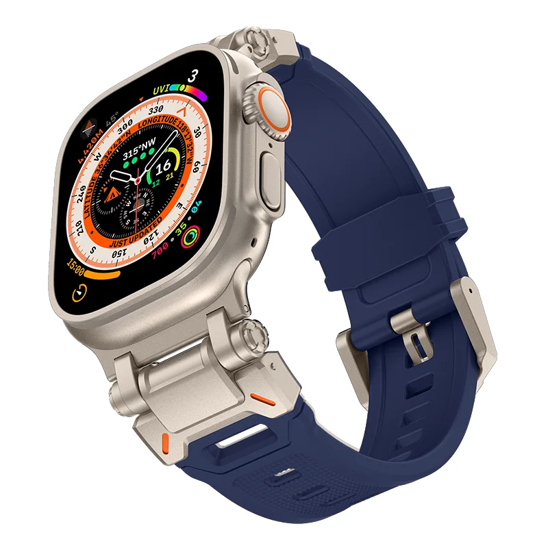 Soft Strap For Apple Watch Ultra 2 1 Band 49mm 45mm 44mm 42mm Luxury Rubber Bracelet For iWatch Series 9 8 7 6 SE 5 Accessories