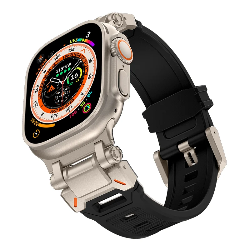 Soft Strap For Apple Watch Ultra 2 1 Band 49mm 45mm 44mm 42mm Luxury Rubber Bracelet For iWatch Series 9 8 7 6 SE 5 Accessories