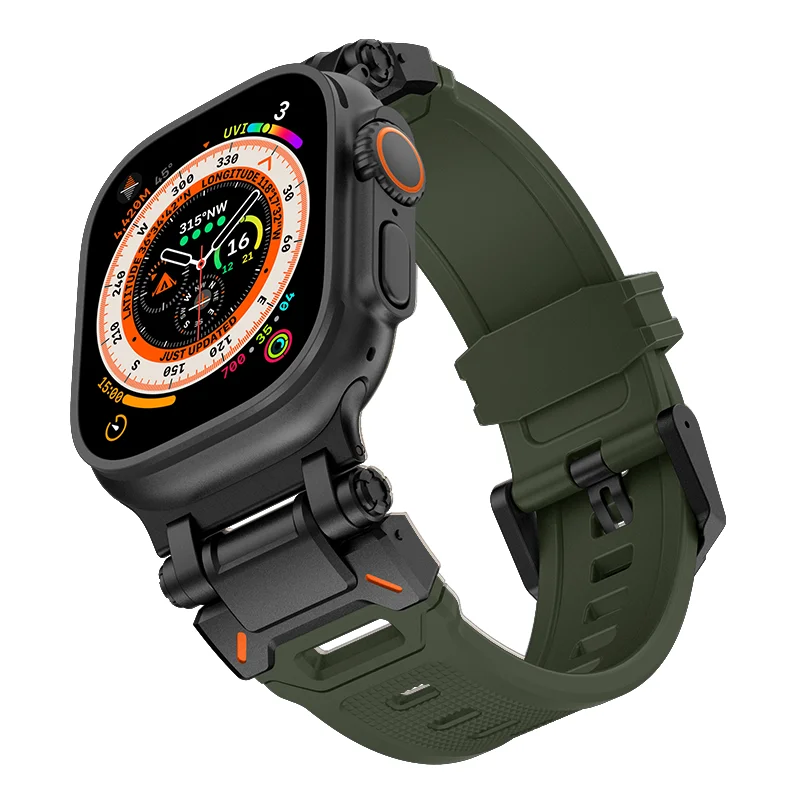 Soft Strap For Apple Watch Ultra 2 1 Band 49mm 45mm 44mm 42mm Luxury Rubber Bracelet For iWatch Series 9 8 7 6 SE 5 Accessories